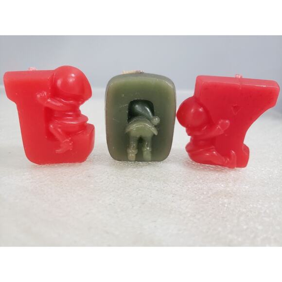 Vintage Elf Pixie Candle JOY Spell Out‎ Lot UNUSED Decor Kitschy Retro Christmas - Picture 5 of 7